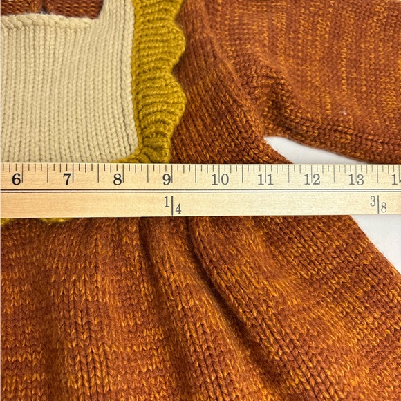 Beautiful Rust Knit Baby Dress with Ruffle Collar - Picture 6 of 7